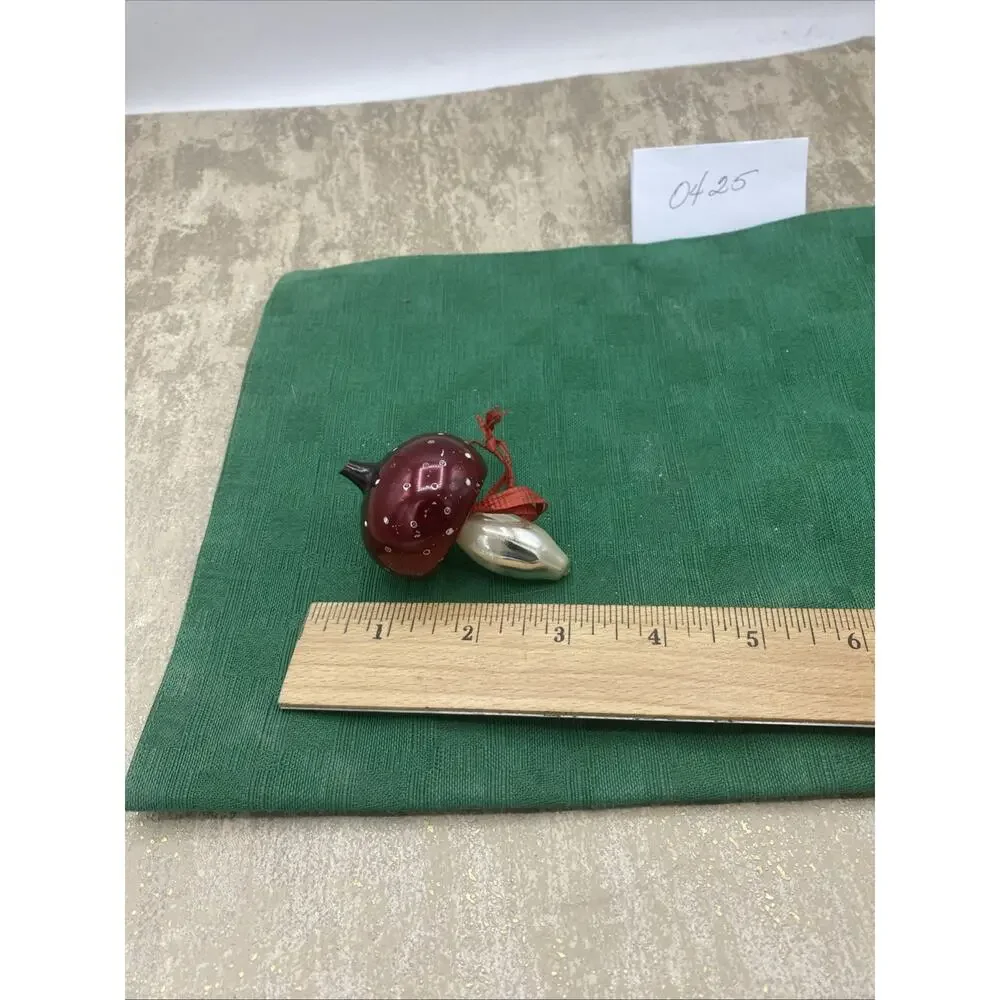 Antique Blown Glass German Mushroom Christmas Ornament Top Is Broken See Pics